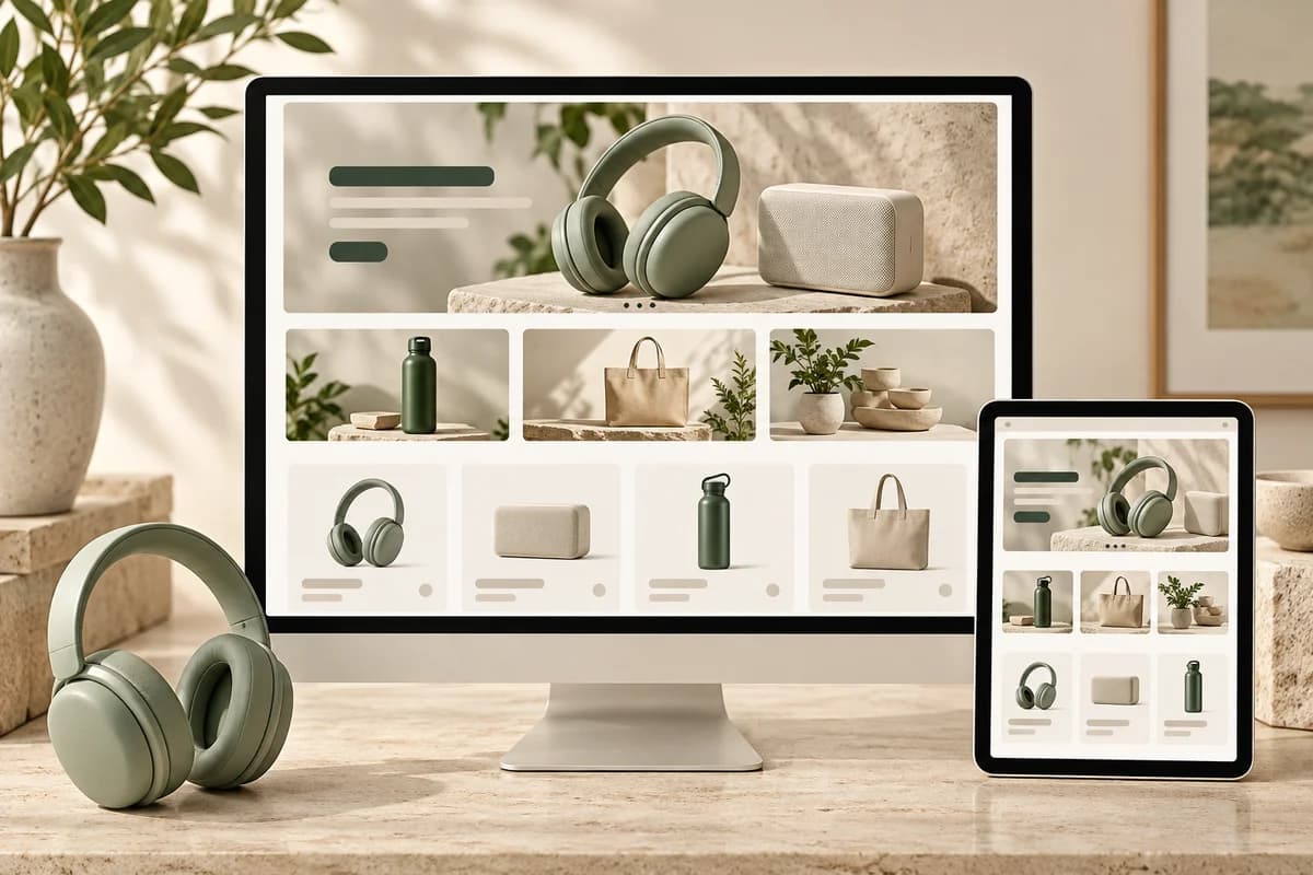 Brand Store concept with matching storefront layouts on desktop and tablet